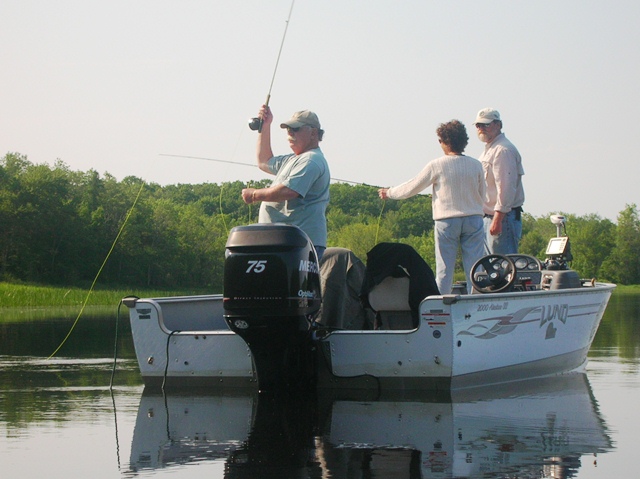 Learning to fly fish in a boat